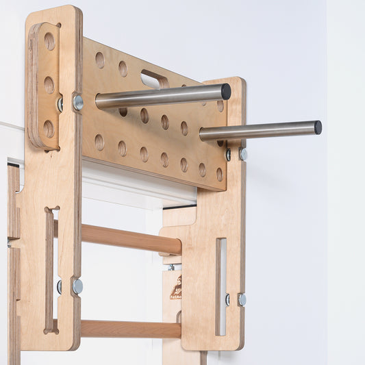 FatMonkey Board-Set 2: Adapter für Sprossenwand, ideal für Klettertraining, Bouldertraining, Griffkraft, Fingerkraft und Körperspannung sowie Dip-Station und Balanceboard für Krafttraining und Muskelaufbau