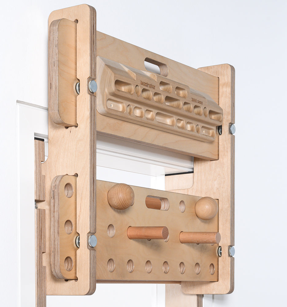 FatMonkey Board-Set: Adapter für Sprossenwand, ideal für Klettertraining, Bouldertraining, Griffkraft, Fingerkraft, Körperspannung sowie Dip-Station und Balanceboard für Krafttraining und Muskelaufbau