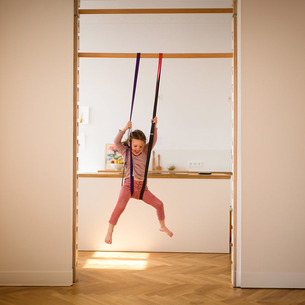 FatMonkey Sprossenwand mit Widerstandsband: Hüpfen für Kinder und Familie, Spaß, Motorik, Koordination und Fitness