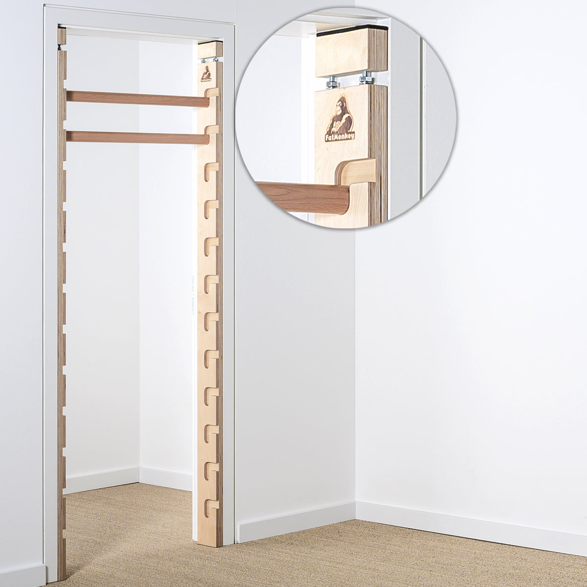 FatMonkey Sprossenwand Modell 1: Platzsparende Sprossenwand für den Türrahmen, ideal für Fitness, Turnen, Training, Klimmzüge und Dips im Home Gym, Made in Germany
