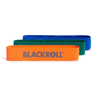 BLACKROLL® Loop Band Set in orange, grün und blau, ideal für vielseitige Kraft- und Mobilitätsübungen